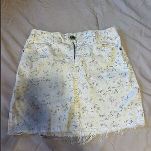 Floral Cream Denim Skirt small